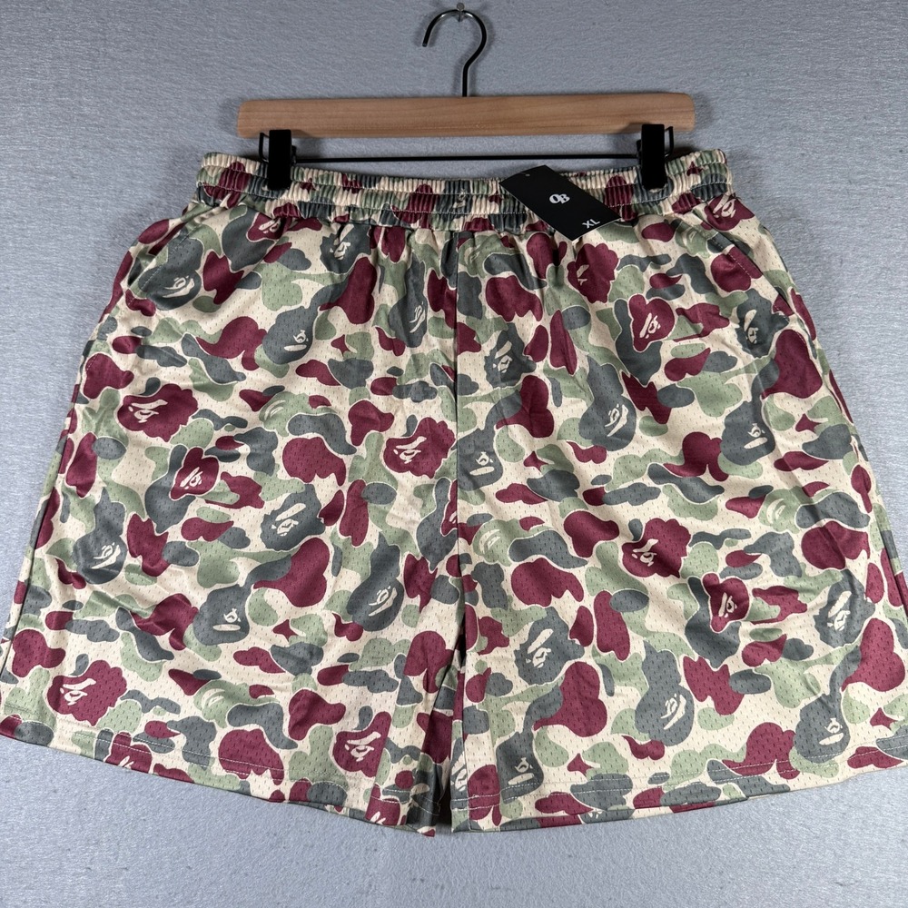 OB Mens Mesh Athletic Shorts Camouflage Graphic Print XL New With Tags